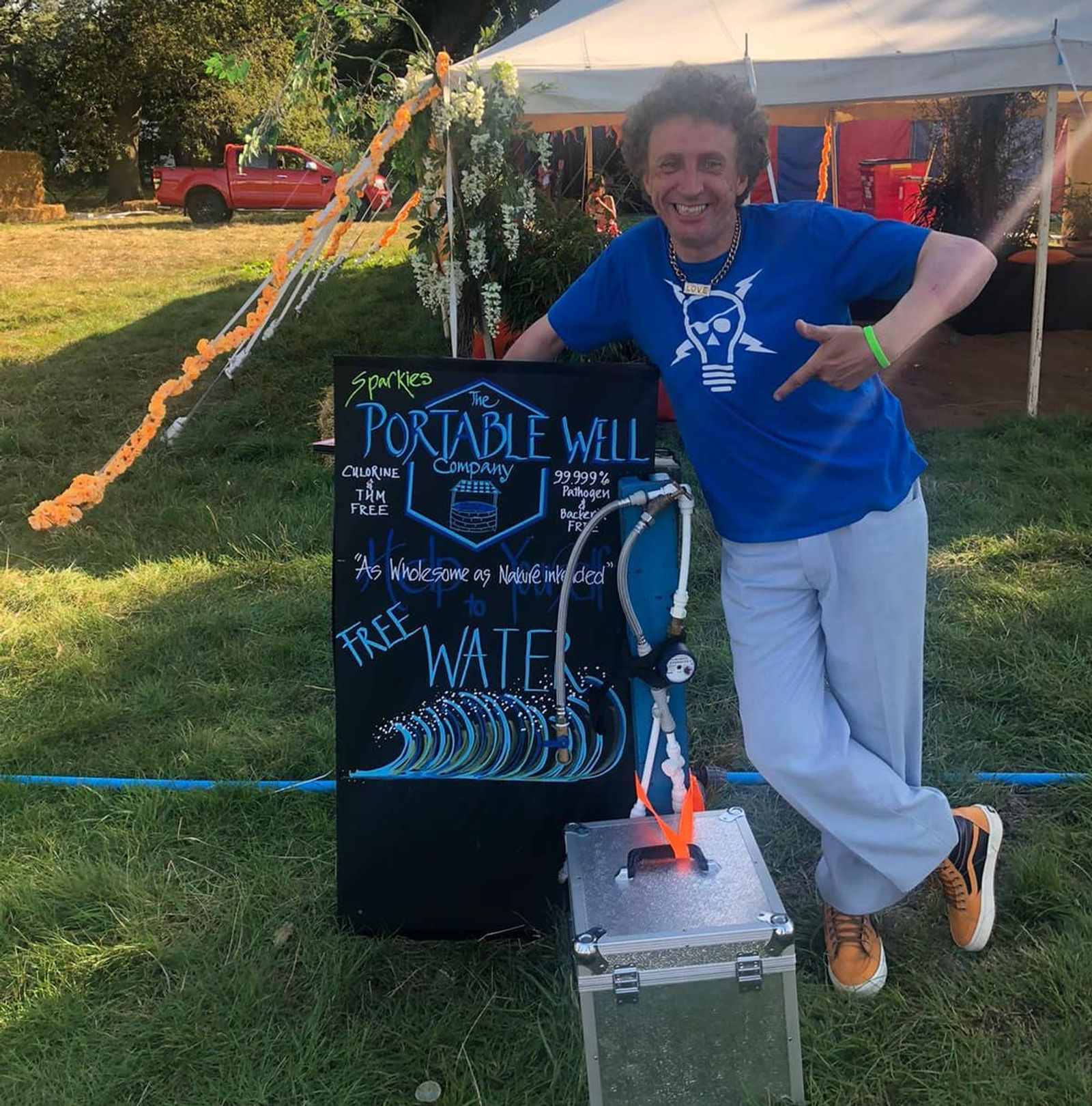 Mark with the Portable Well at a UK festival